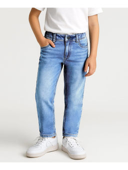 Arias by LARA DUTTA - Girls Blue Cotton Straight Fit Stretchable Jeans