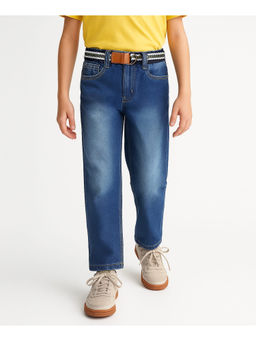 Arias by LARA DUTTA - Girls Blue Cotton Stretchable Jeans with Belt