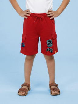KiddoPanti - Boys Red Basic Cargo Knit Shorts