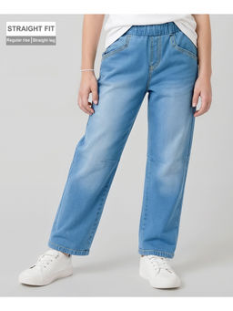 Arias by LARA DUTTA - Girls Blue Cotton Washed Jeans