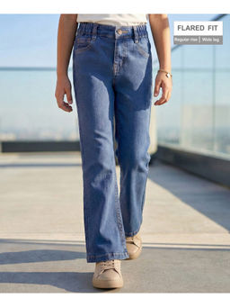 Arias by LARA DUTTA - Girls Blue Denim Flared Washed Jeans