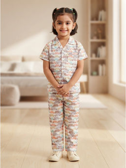 Nottie Planet - Kids Multi-Color Printed Nightsuit