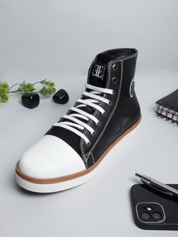 EZOK - Black Casual Leather Lace-Up Boots for Men