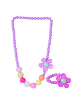 EL REGALO - Kids Girls Jewellery Purple Color Necklace and Bracelet Combo (Set of 2)