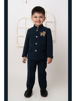 Little Collars - Indowestern Jodhpuri Bandhagala for Boys- Navy Blue (Set of 3)