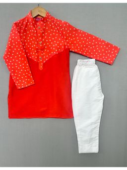 LABEL NEETI - Orange Bandhni Printed Kurta with Pajama