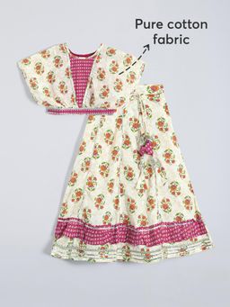 Hopscotch - Cotton Lace Lehenga with Blouse