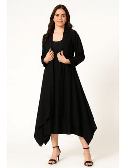 Diiwataa - Elegant Black Asymmetric Linen Dress with Jacket