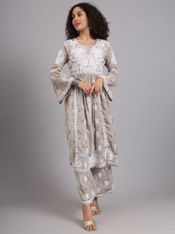 The Chikan Label - Beige Women's Modal Chikankari Co-Ord Set