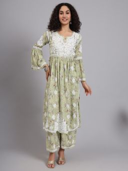 The Chikan Label - Green Women's Modal Chikankari Co-Ord Set