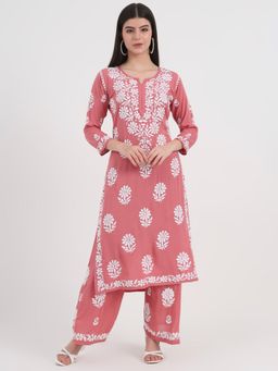 The Chikan Label - Peach Women's Chikankari Co-Ord Set
