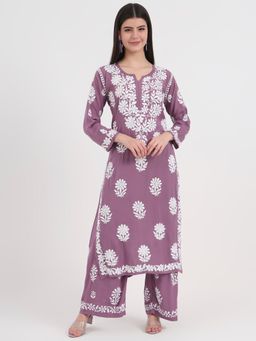 The Chikan Label - Purple Women's Chikankari Co-Ord Set