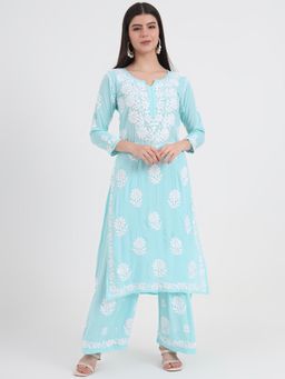 The Chikan Label - Aqua Women's Chikankari Co-Ord Set