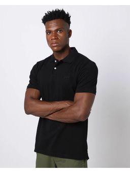 GAP - Men Black Solid Polo T-Shirt