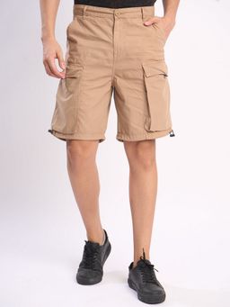 Bene Kleed - Men Beige Cotton Solid Shorts