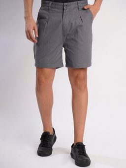 Bene Kleed - Men Grey Cotton Solid Chino Shorts