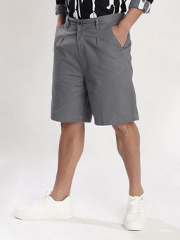 Bene Kleed - Men Grey Cotton Solid Chino Shorts