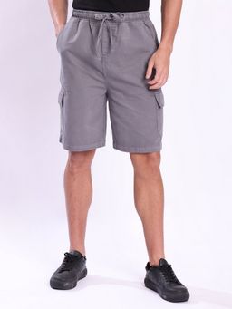 Bene Kleed - Men Grey Cotton Solid Shorts
