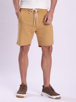 Bene Kleed - Men Khaki Cotton Solid Shorts