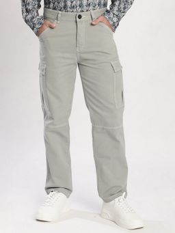 Bene Kleed - Men Grey Contrast Stitch Cargos