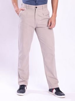 Bene Kleed - Men Grey Straight Fit Pleated Chinos