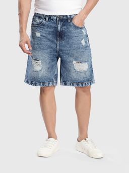 Bene Kleed - Men Blue Cotton Solid Shorts