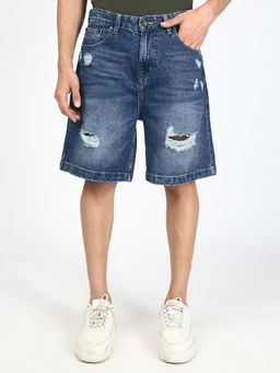 Bene Kleed - Men Blue Cotton Solid Shorts