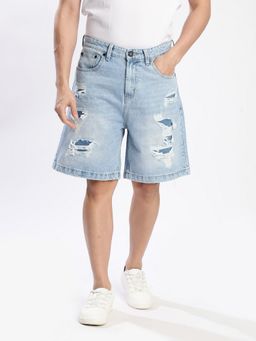Bene Kleed - Men Blue Cotton Solid Shorts