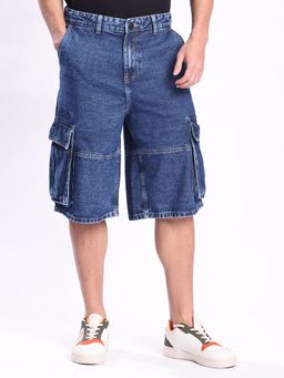 Bene Kleed - Men Blue Cotton Solid Shorts