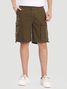Bene Kleed - Men Olive Cotton Solid Shorts