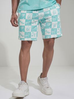 HIGHLANDER - Men Blue Cotton Typography Shorts