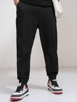 HIGHLANDER - Men Baggy Tape Fit Cut Sew Knitted Black Joggers