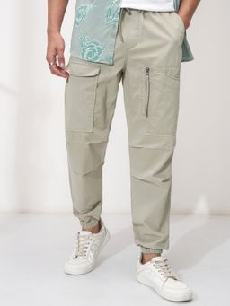 HIGHLANDER - Men Solid Straight Fit Flat Front Off White Joggers