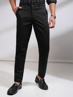 HIGHLANDER - Men Premium Satin Slim Fit Black Chinos