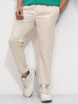HIGHLANDER - Men Solid Drawstring Off White Joggers