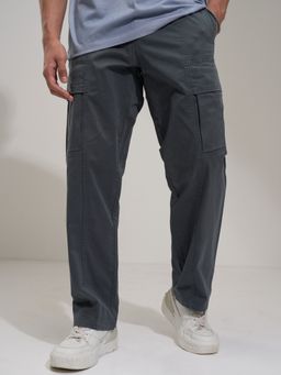 HIGHLANDER - Men Comfort Mid Rise Straight Fit Grey Cargos