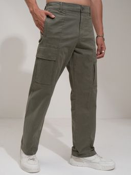 HIGHLANDER - Men Comfort Straight Fit Olive Cargos