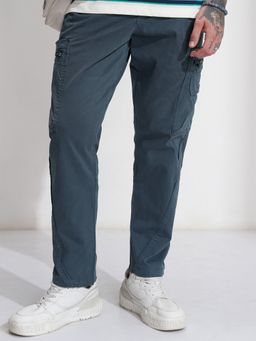 HIGHLANDER - Men Comfort Straight Fit Blue Cargos