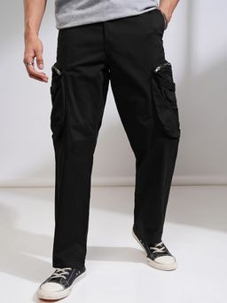 HIGHLANDER - Men Relaxed Fit Cotton Black Cargos