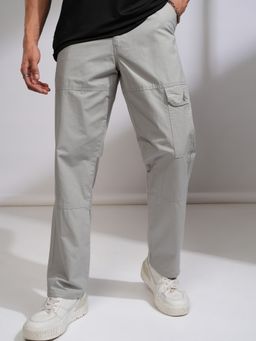 HIGHLANDER - Men Rib Stop Dobby Grey Cargos