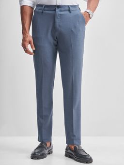 HIGHLANDER - Men Slim Fit Mid-Rise Blue Formal Pant