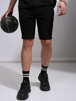 HIGHLANDER - Men Black Polyester Solid Shorts