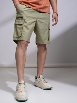 HIGHLANDER - Men Green Cotton Solid Shorts