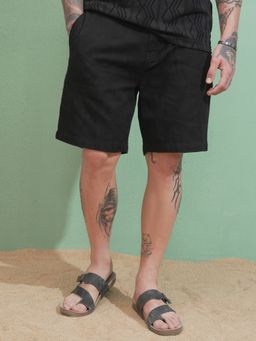 HIGHLANDER - Men Black Cotton Self Design Shorts