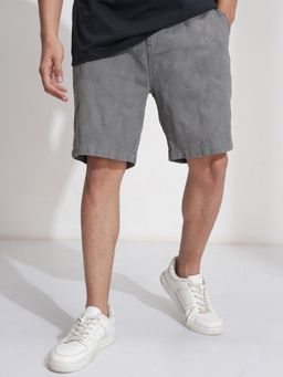 HIGHLANDER - Men Grey Cotton Self Design Shorts
