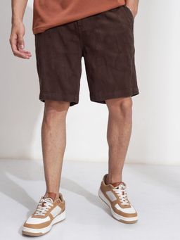 HIGHLANDER - Men Brown Cotton Solid Shorts