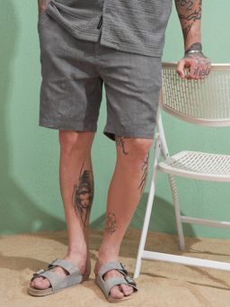 HIGHLANDER - Men Grey Cotton Self Design Shorts