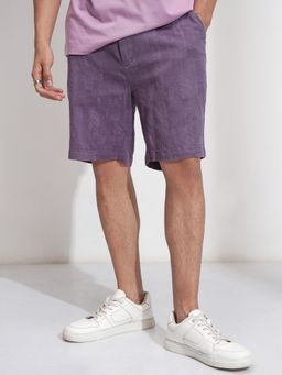 HIGHLANDER - Men Purple Cotton Self Design Shorts
