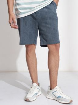 HIGHLANDER - Men Blue Cotton Self Design Shorts