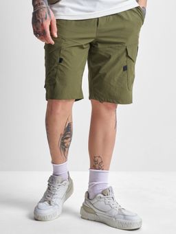HIGHLANDER - Men Green Nylon Blended Solid Shorts